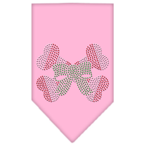 Candy Cane Crossbones Rhinestone Bandana Light Pink Small